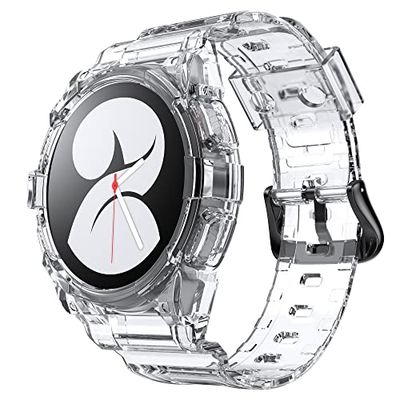 System-S Funda y correa de TPU para Samsung Galaxy Watch 5 4, 40 mm, transparente, transparente, Eine Grösse