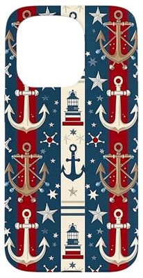 Lighthouse Anchor Nautical Pattern Case for iPhone 15 Pro