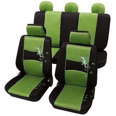Petex 24874813 Coprisedile set universale Gecko Taglia SAB 1 Vario, 11 pezzi, verde