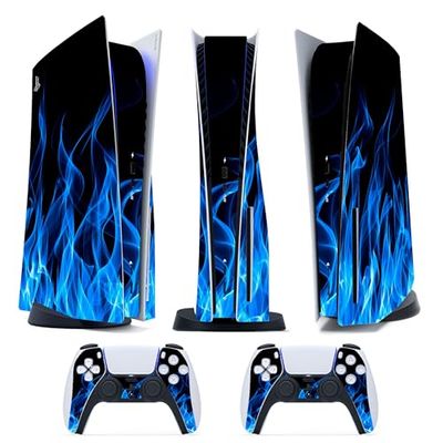 Skin Adesiva - Compatibile per PS5 - Cover per personalizzare la Console - Pellicola in Vinile Removibile - Qualità HD Satinata Opaca (Disk, P5-D006 - blu flame)