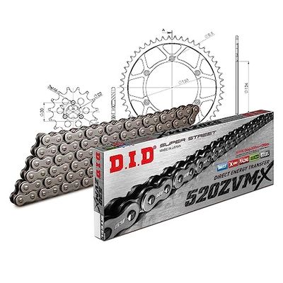 Kettingset DID staal 520ZVM-X / 110 klinknagel slot voor Kawasaki KX 125 ccm Bj. 2003