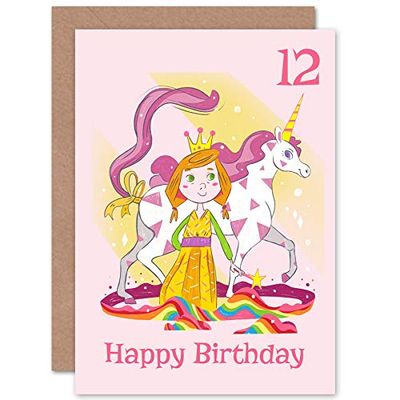 Wee Blue Coo Unicorn Princess Magic 12e verjaardag Greeting Card met envelop blank binnenkant premium kwaliteit