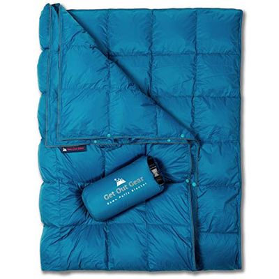 Get Out Gear Manta de plumón de plumón, Ligera Plegable de 302 cm3/kg de Fuerza de Relleno, edredón Compacto Impermeable y cálido para Camping, Senderismo, Viajes o hamacas
