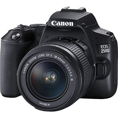 Canon Cámara digital (24, 1 megapíxeles, pantalla de 7,7 cm (3"), Vari-Angle Display, sensor APS-C, 4K, Full HD, DIGIC 8, WLAN, Bluetooth), incluye objetivo EF-S 18-55mm f/3.5-5,6 III, Negro