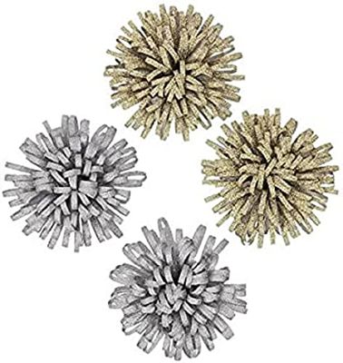 Susy Card 11431137 Polyband-rozetten "Glitter", ca. 70 mm, 2 stuks op Headerkaart, zilver/goud