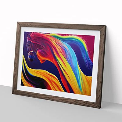 Painted Horse Abstract H1022 Framed Print for Living Room Bedroom Home Office Décor, Wall Art Picture Ready to Hang, Walnut A2 Frame (64 x 46 cm)
