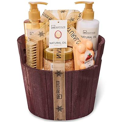 CESTA REGALO MADERA COSMÉTICA NATURAL OIL 7 PIEZAS