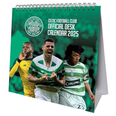 2025 Calendar Celtic FC Month to View Football Desk Easel Official Product