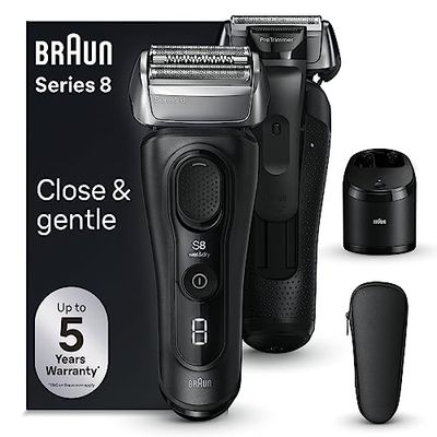 Braun Series 8, Rasoio Elettrico Barba, Rifinitore di precisione, Custodia Viaggio, Lame Flessibili, Stazione SmartCare, Uso a Secco o Sotto Acqua, Batteria Litio Ion, Idea Regalo, 8560cc Nero