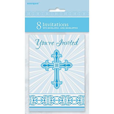 Radiante croce blu religiosa inviti, confezione da 8