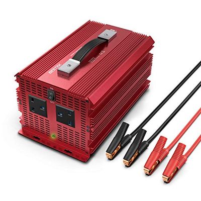 BESTEK 2000W Power Inverter DC 12V to AC 230V 240V Car Voltage Converter with Cigarette Lighter Adapter and Battery Clip