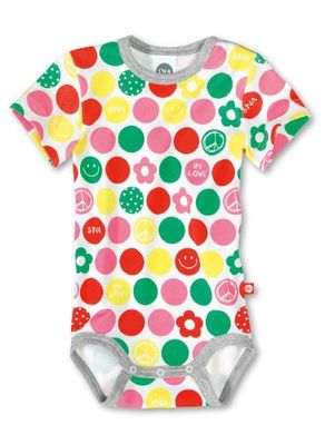 Sanetta Allover 321150 - Body da Bambina con Stampa su Tutto Il Corpo, Maniche a 1/2 Multicolore (10 Bianco) 3 Anni