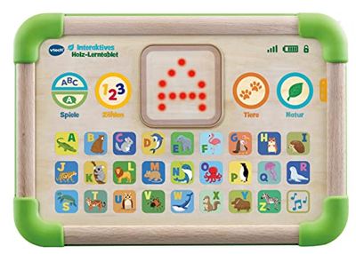 VTech Baby interactive wooden learning tablet - Eco-friendly children's tablet made of FSC® certified wood - Luminous touch surface and various game modes - For children aged 1-4 years, 30.4x24.3 cm
