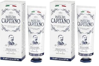 Pasta del Capitano 1905, Dentifrice Blanchissant, Élimine 99% des Bactéries Sans Endommager l'Émail et les Gencives, Dentifrice Blanchissant et Antibactérien, 100% Made in Italy, Tube de 75 ml
