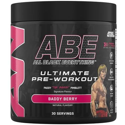Applied Nutrition ABE Pré-Entraînement - All Black Everything Poudre Pre Workout à Base de Citrulline, de Créatine et de Bêta-Alanine, Énergie (375 g (Lot de 1), Baddy Berry)