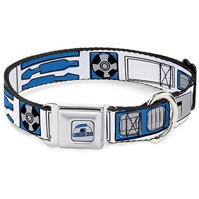 Buckle-Down Collare per cani Fibbia per cintura di sicurezza Star Wars R2D2 Parti di delimitazione Bianco Nero Blu Grigio Rosso 9 a 15 Pollici 1.0 Pollici di Larghezza