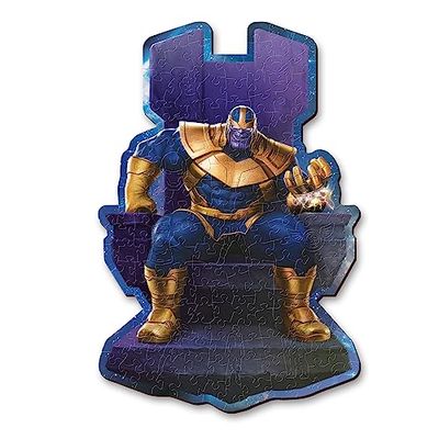 Trefl – Houten contourpuzzels: Marvel Avengers, Thanos op de Troon – 160 stukjes, Wood Craft, Onregelmatige Vormen, 10 Figuurtjes, Moderne Puzzel Premium, voor Volwassenen en Kinderen vanaf 9 jaar