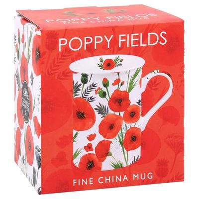 The Leonardo Collection Finola Stack Poppy Mug for Home & Kitchen | Stylish Ceramic Mugs for Tea & Coffee | Lovely Cup Set for Mens Gifts & Birthday Gifts for Women