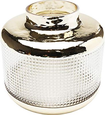 Kare Desing Vaso La Noble, vetro trasparente/oro, fatto a mano, vaso per fiori, decorazione casa elegante/matrimonio/ceremonie, 19x20x20cm