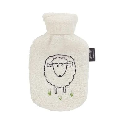 Fashy Kids Hot Water Bottle with Fluffy Cover with Sheep, 0.8L, White