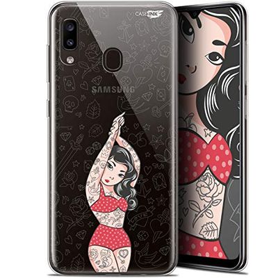 Caseink fodral för Samsung Galaxy A20 (6.4) Gel HD [ ny kollektion - mjuk - stötskyddad - tryckt i Frankrike] tatueringstjej