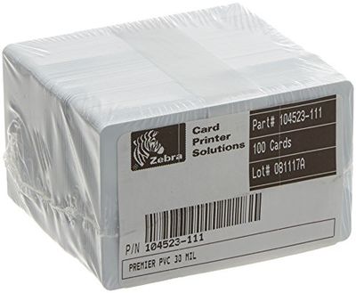 Zebra 104523-111 Plastic Sheets, Premier PVC 30 ml, Pack of 100