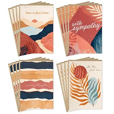 Hallmark Assortiment de 16 cartes de condoléances avec enveloppes Motif palmes peintes