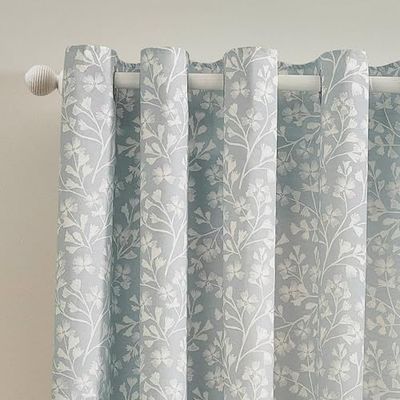 Catherine Lansfield Brooke Floral Lot de 2 Rideaux doublés à œillets Bleu Canard 228 x 228 cm