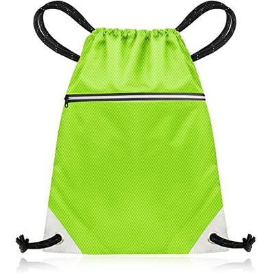 aZengear Dragsko från vattentät återvunnen polyester för gym, PE, sport, simning | Lätt reflekterande fickor och snöre med dragkedja