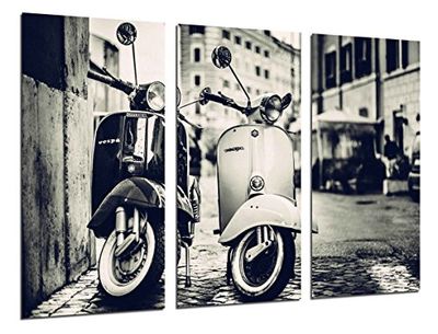 Quadro fotográfico mota vespa vintage tamanho total: 97 x 62 cm XXL