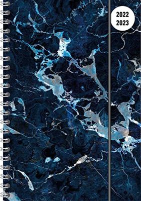 Collegetimer Blue Marble 2022/2023 - Student Calendar A5 (15 x 21 cm) - Marble - Ring Binding - Weekly - 224 Pages - Diary - Alpha Edition (College Timer A5 Ring Binder)