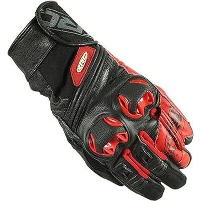 XRC Run 1/2 Leather Motorcycle Gloves Men's Black/Red XL