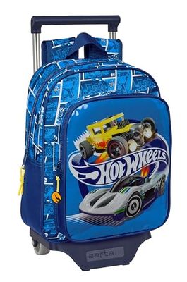 Safta Hot Wheels Sonny - Sac à Dos pour Enfant avec Chariot 705, idéal pour Enfants de différents âges, Confortable et Polyvalent, qualité et résistance, 27 x 10 x 33 cm, Couleur Bleu Marine, Bleu