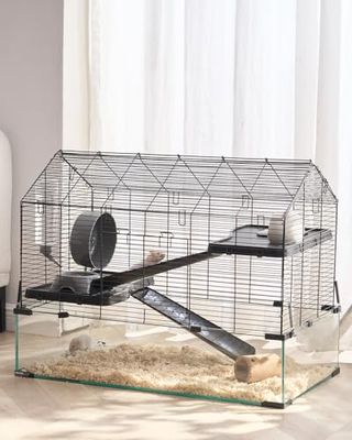 VEVOR Gabbia per Criceti, Habitat per Criceti Trasparenti con Visione a 360°, Gabbia per Piccoli Animali Domestici 29,5 x 17,3 x 24 Pollici con Bottiglia d'Acqua, Casa Portatile per Piccoli Animali