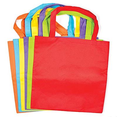 Baker Ross AG766 Kleurrijke schoudertassen van stof voor kinderen en volwassenen om te knutselen en vormgeven (6 stuks), gesorteerd