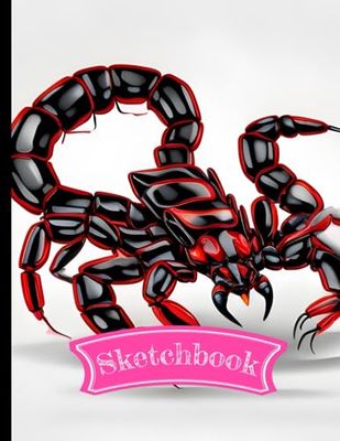 Sketch Book: A Menacing Red Scorpion with Black Details, Big Size 8.5x11 Inchs, 120 Pages