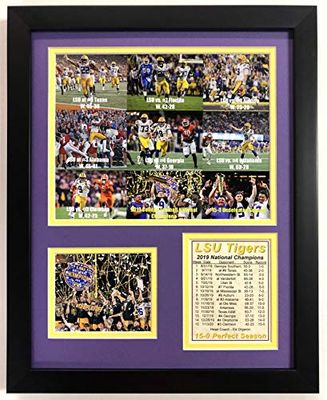 Legends Never Die 2019 LSU Tigers CFP National Champions – Vittorie contro avversari classificati stagione perfetta – incorniciato 30,5 x 38,1 cm doppio opaco foto