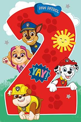 Danilo Promotions LTD Biglietto di auguri per il secondo compleanno, biglietto di compleanno per il secondo compleanno, biglietto di compleanno Paw Patrol, biglietto ufficiale Paw Patrol