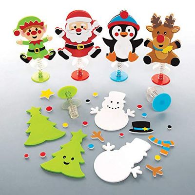 Baker Ross Personnages de Noël à Ressort (Paquet de 6) - Petits Jouets pour Enfants AT236
