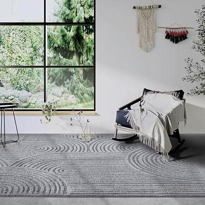 Elle Decor ation Chappe Hoogpolig tapijt, modern woonkamertapijt, shaggy, modern patroon, wollig, zacht, boho-tapijt voor woonkamer, slaapkamer, lichtgrijs, 120 x 170 cm