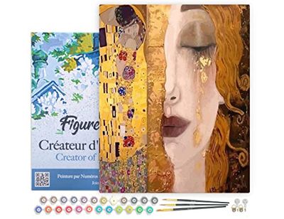 Figured'Art Peinture par Numéro Adulte avec Cadre Gustav Klimt - Activité Manuelle Kit de Loisir Créatif DIY Numéro d'Art Complet - 40x50cm toile tendue sur châssis