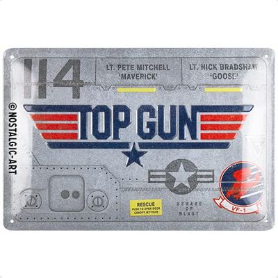 Nostalgic-Art Plaque rétro, 20 x 30 cm, Top Gun – Aircraft Metal – Idée de cadeau pour fans du cinéma, Official License Product (OLP), en métal, design vintage