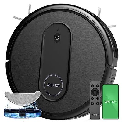 Vactidy Aspirateur Robot T7, Robot Aspirateur Laveur 2 en 1, 120min d'Autonomie, App/Alexa/Siri/IFTTT Contrôle, Mince et Silencieux,Idéal pour Les Poils d'animaux, Cheveux, Poussière…