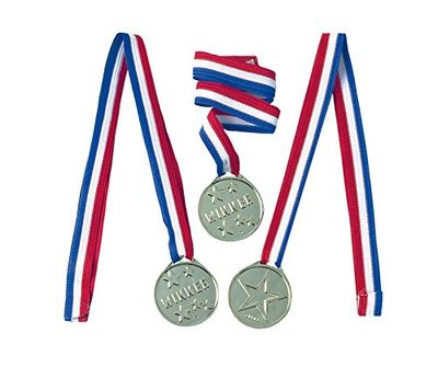 Set di 12 medaglie plastica bambini Vincitore compleanno Medal Games Winner