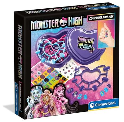 Clementoni - 18799 - Monster High: Clawsome Nail Art - Kit Unghie, Set Unghie Bambine 6 Anni, Unghie Finte, Stickers Unghie, Stickers Monster High, Gioco Creativo, Made in Italy