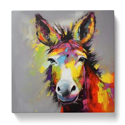 Donkey Expressionism Canvas Print for Living Room Bedroom Home Office Décor, Wall Art Picture Ready to Hang, 20x20 Inch (50x50 cm)