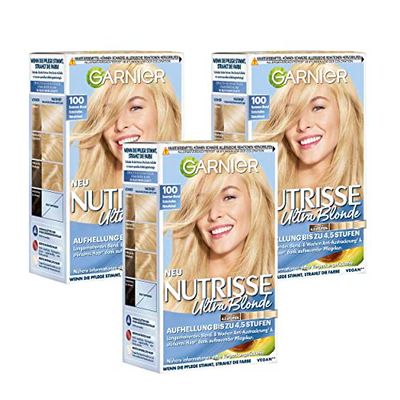 Garnier nutrisse Creme coloration natural brilhante âmbar loiro 9,34/coloração de cabelo para permanente cor de cabelo (com 3 óleos de Nährenden) – 3 x 1 peça