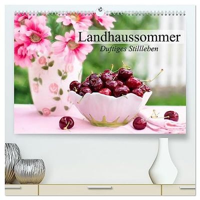 Landhaussommer. Duftiges Stillleben (hochwertiger Premium Wandkalender 2025 DIN A2 quer), Kunstdruck in Hochglanz: Liebliche Stillleben im zarten Eisdielenlook der 50er-Jahre
