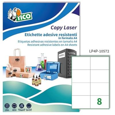 TICO lp4p-10572 etykieta z poliestru, 105 x 72, biała