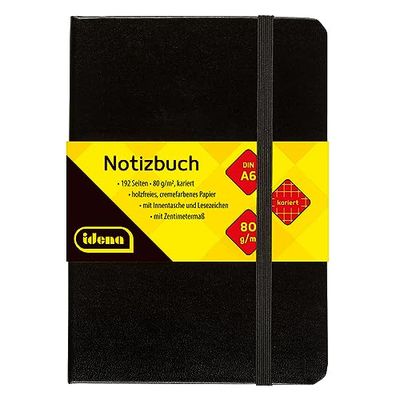 idena® DIN A6 Notebook 192 Pages 80 g/m², Square Ruled - Black 209282